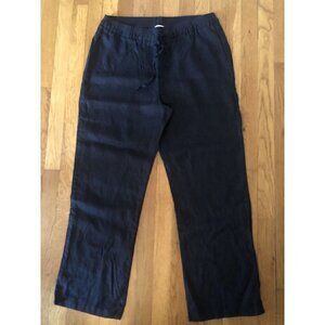 Company Ellen Tracy Womens Size Large Blue Linen Pants Drawstring Waist